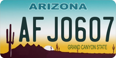 AZ license plate AFJ0607