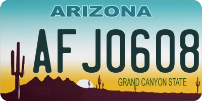 AZ license plate AFJ0608