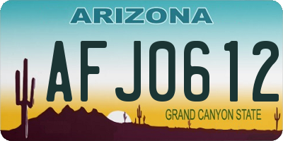 AZ license plate AFJ0612