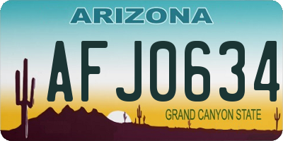 AZ license plate AFJ0634