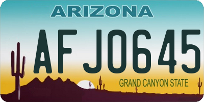 AZ license plate AFJ0645
