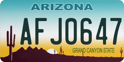 AZ license plate AFJ0647