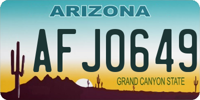 AZ license plate AFJ0649