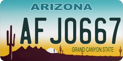 AZ license plate AFJ0667