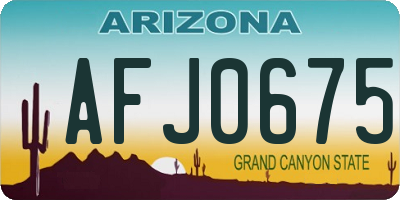 AZ license plate AFJ0675