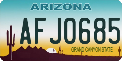 AZ license plate AFJ0685