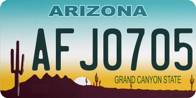 AZ license plate AFJ0705