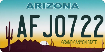 AZ license plate AFJ0722