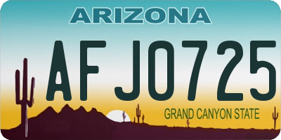 AZ license plate AFJ0725