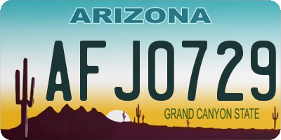 AZ license plate AFJ0729