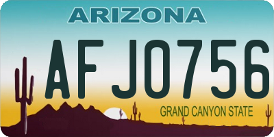 AZ license plate AFJ0756