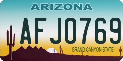AZ license plate AFJ0769