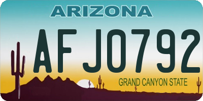 AZ license plate AFJ0792