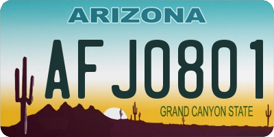 AZ license plate AFJ0801