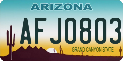 AZ license plate AFJ0803