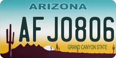 AZ license plate AFJ0806
