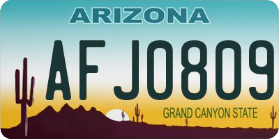 AZ license plate AFJ0809