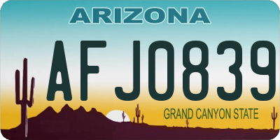 AZ license plate AFJ0839