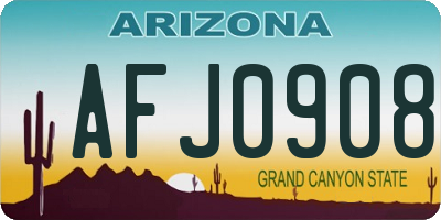 AZ license plate AFJ0908