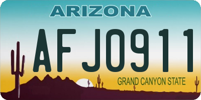 AZ license plate AFJ0911