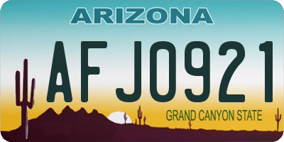 AZ license plate AFJ0921