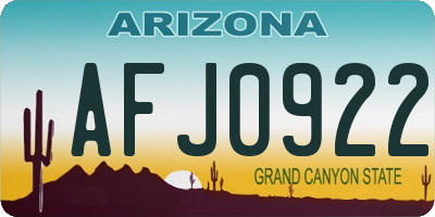 AZ license plate AFJ0922