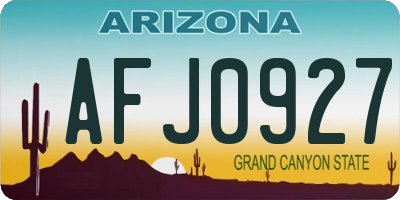 AZ license plate AFJ0927