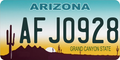 AZ license plate AFJ0928