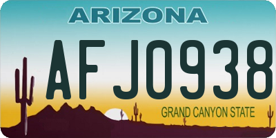 AZ license plate AFJ0938