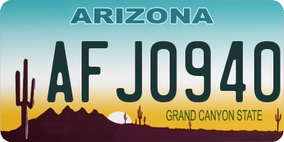 AZ license plate AFJ0940
