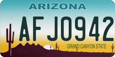 AZ license plate AFJ0942