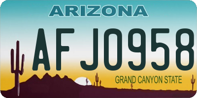 AZ license plate AFJ0958