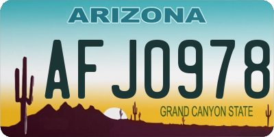 AZ license plate AFJ0978