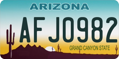AZ license plate AFJ0982