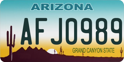 AZ license plate AFJ0989