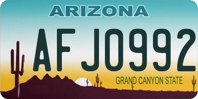 AZ license plate AFJ0992