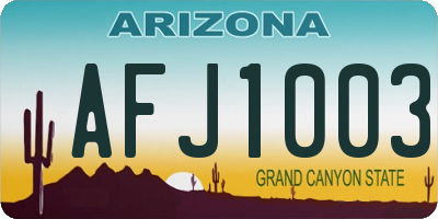 AZ license plate AFJ1003