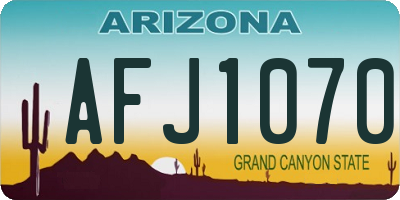 AZ license plate AFJ1070