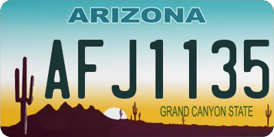 AZ license plate AFJ1135