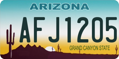AZ license plate AFJ1205