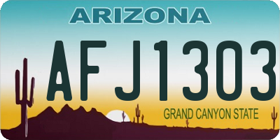 AZ license plate AFJ1303