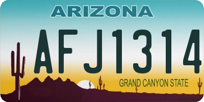 AZ license plate AFJ1314