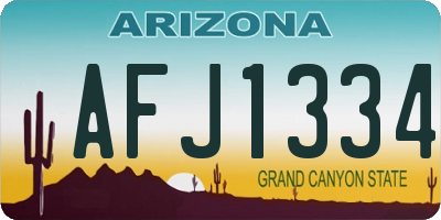 AZ license plate AFJ1334