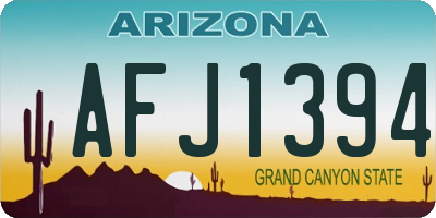 AZ license plate AFJ1394