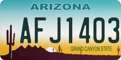 AZ license plate AFJ1403