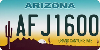 AZ license plate AFJ1600