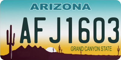 AZ license plate AFJ1603