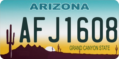 AZ license plate AFJ1608