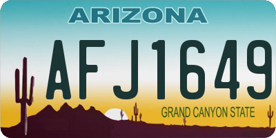 AZ license plate AFJ1649