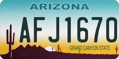 AZ license plate AFJ1670